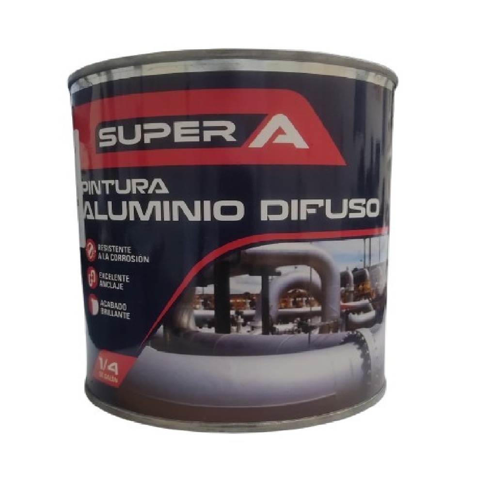 PINTURA ESMALTE COLOR ALUMINIO DIFUSO 1/4 GL ALTA TEMP 120° (0,95L) REF 00400100702002 MARCA SUPER A