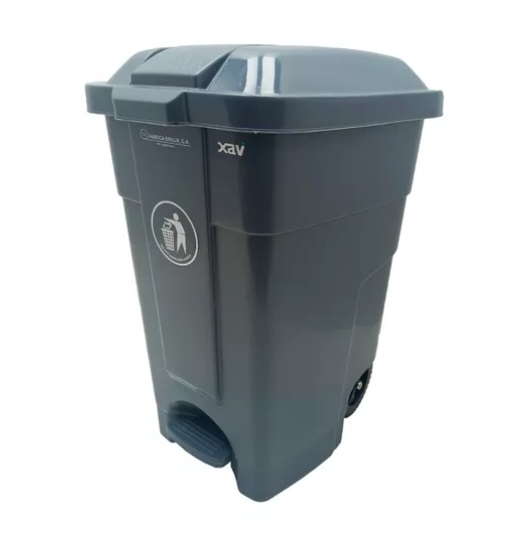 PIPOTE / PAPELERA DE PEDAL CON FRENO DE 70 LTS PLASTICA COLOR GRIS OSCURO REF. 000498 MARCA BRILUX