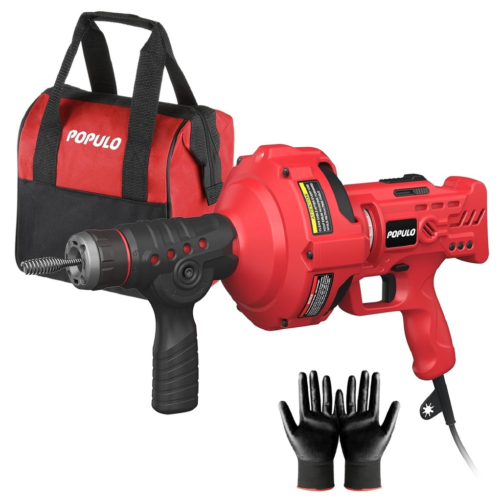 PISTOLA DESTAPA CAÑERIA / DRENAJE 560 RPM 110 V GUAYA 1/4" X 7 MT REF. PEDC-23 / 85402M MARCA POPULO
