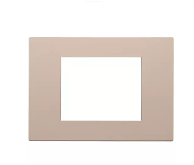 PLACA 3 MODULOS CENTRALES TECNOPOLIMERO BARNIZ ARCILLA SERIE LINEA REF. 30653.21 MARCA VIMAR