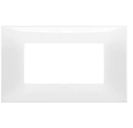 PLACA 4 MODULOS CENTRALES TECNOPOLIMERO SERIE NEVE UP COLOR BLANCO GLOSSY REF. 09674.01 MARCA VIMAR