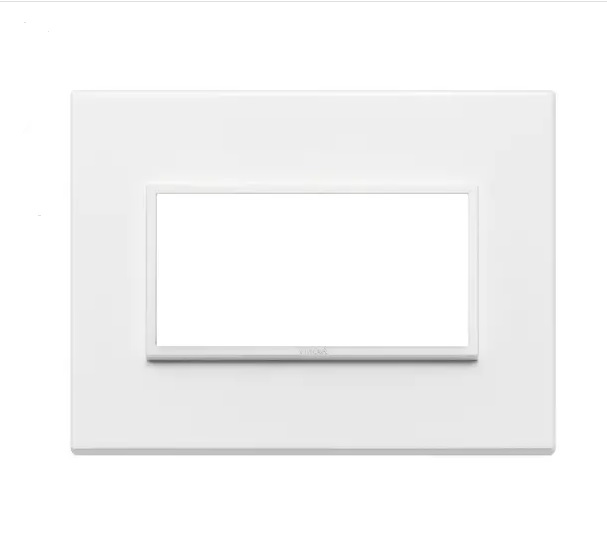 PLACA 4 MODULOS CENTRALES ALUMINIO BLANCO TOTAL SERIE EIKON REF. 21654.17 MARCA VIMAR