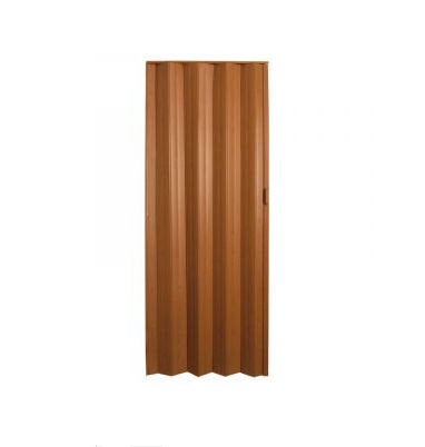 PUERTA PLEGABLE DE PVC COLOR CEDRO 90 X 210 CM PANEL BASICO MOD. GUAYANA REF. 00004 MARCA BASIC