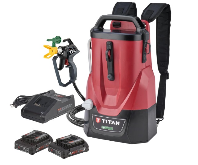 PULVERIZADOR DE PINTURA CONTROL MAX 1650 INAL. 18V 2Ah CAP.1.2GL 1650PSI MAN 1/4"x2.7MT 0.52HP TITAN