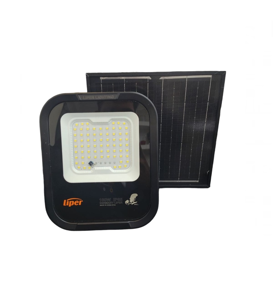 REFLECTOR LED CON SENSOR 100 W 6500K 6000 MAH IP65 PANEL SOLAR C / CONTROL REF LPFL-100HW02-SS LIPER