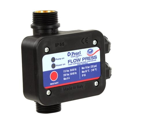 REGULADOR ELECTRONICO DE PRESION FLOW PRESS 1" MAX 235 PSI 115-230V 8 AMP SUCCION + PCEF08F16S PEARL