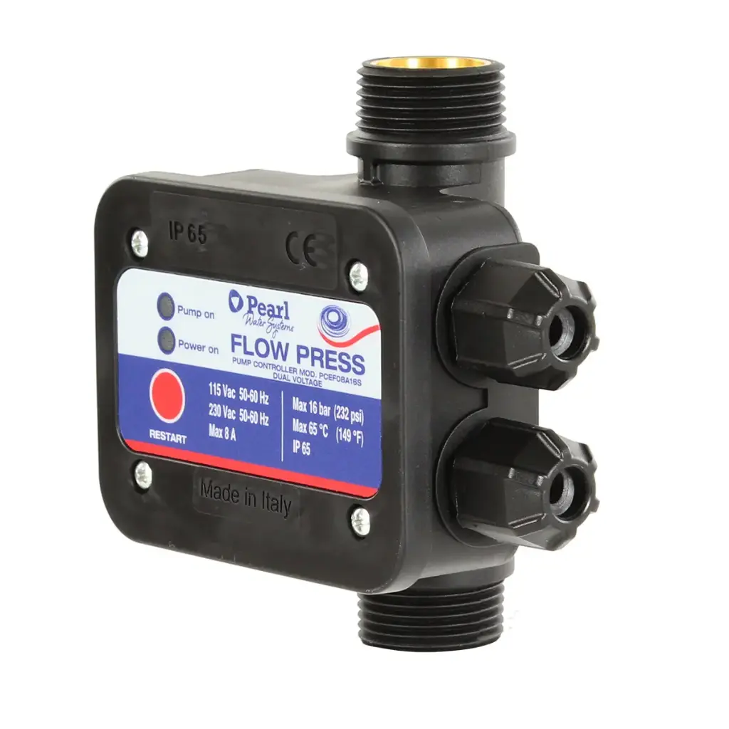 REGULADOR ELECTRONICO DE PRESION FLOW PRESS 1" MAX 235 PSI 115-230V 8AMP SOLO SUCCION POSITIVA P/TANQ. AEREO X GRAVEDAD PCEF08F16S PEARL