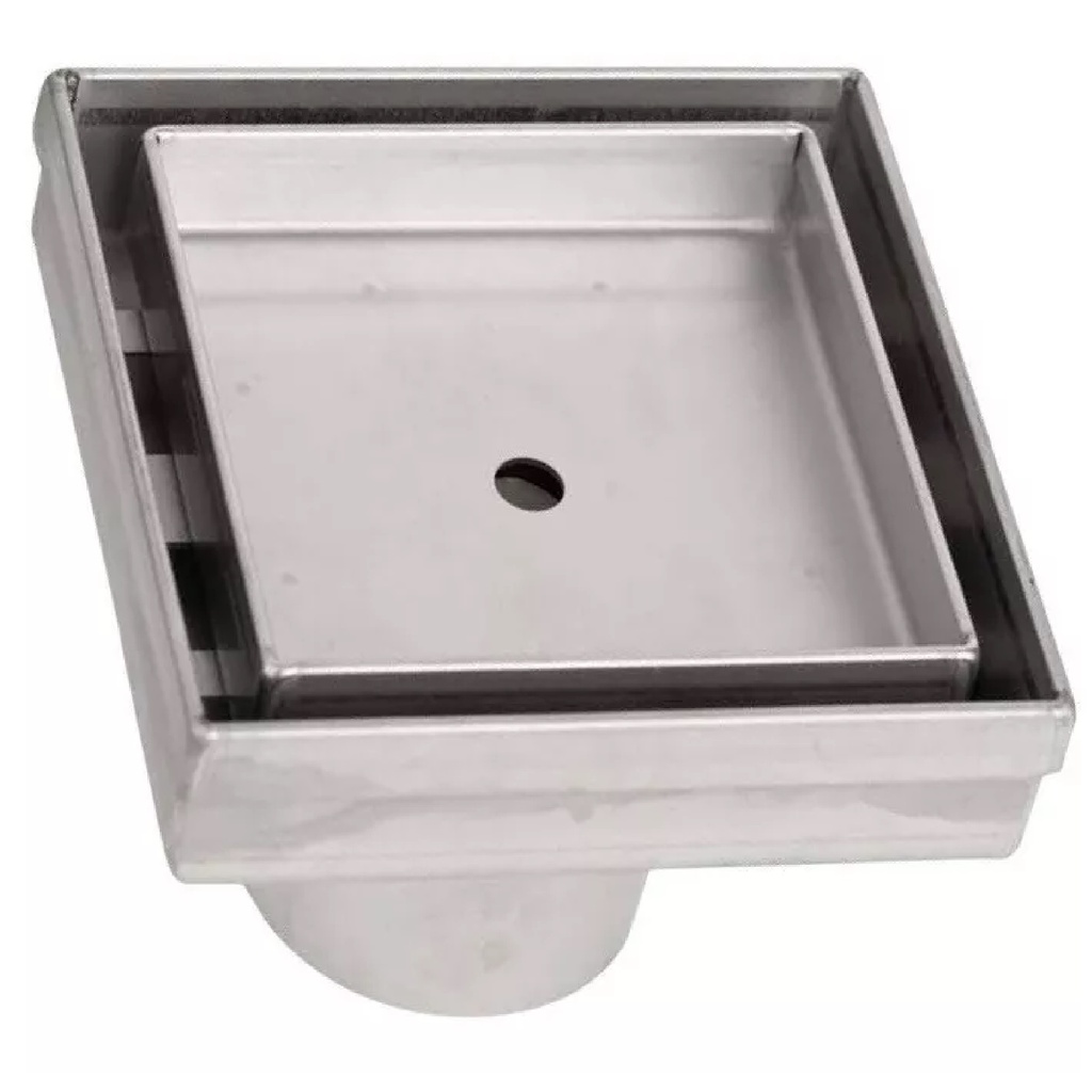 REJILLA CUAD. / DESAG. 4" X 4" INOX 304 P/ INSERTO BALD. C/ SATINADO P/TUBO 2" REF. REJ-664 UNIQUE