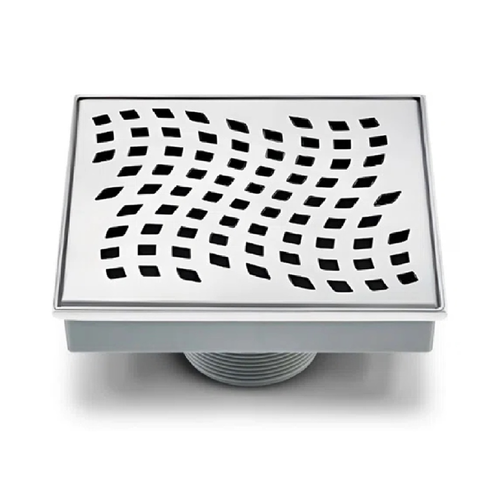REJILLA CUAD. / DESAG. 4 X4" INOX 304 AGUJERO VARIOS CROMADA SATIN P/ TUBO 2 1/2" REF.REJ-650 UNIQUE