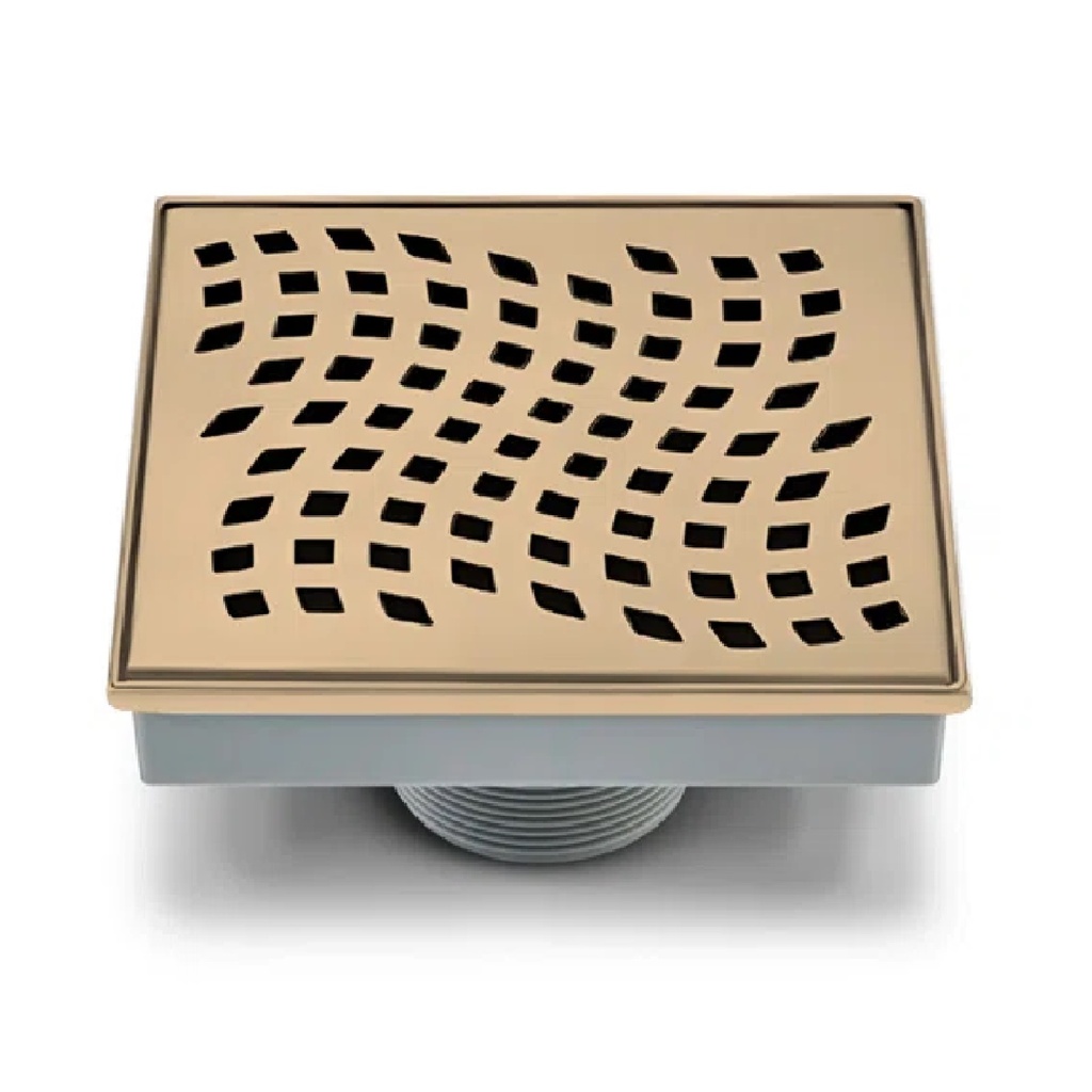 REJILLA CUAD. / DESAG. 6 X6" INOX 304 AGUJERO VARIOS C/YELLOW GOLD P/ TUBO 2 1/2" REF.REJ-663 UNIQUE