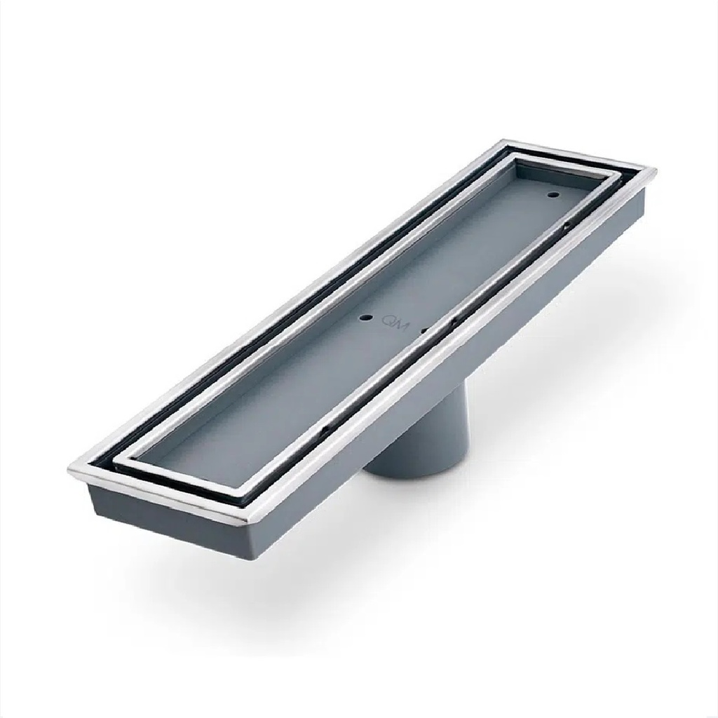 REJILLA RECTANGULAR / DESAGUE LINEAL 12" X 3" SERIE LAGOS LINEA VEIL COLOR GUN GRIS QUALITY METAL