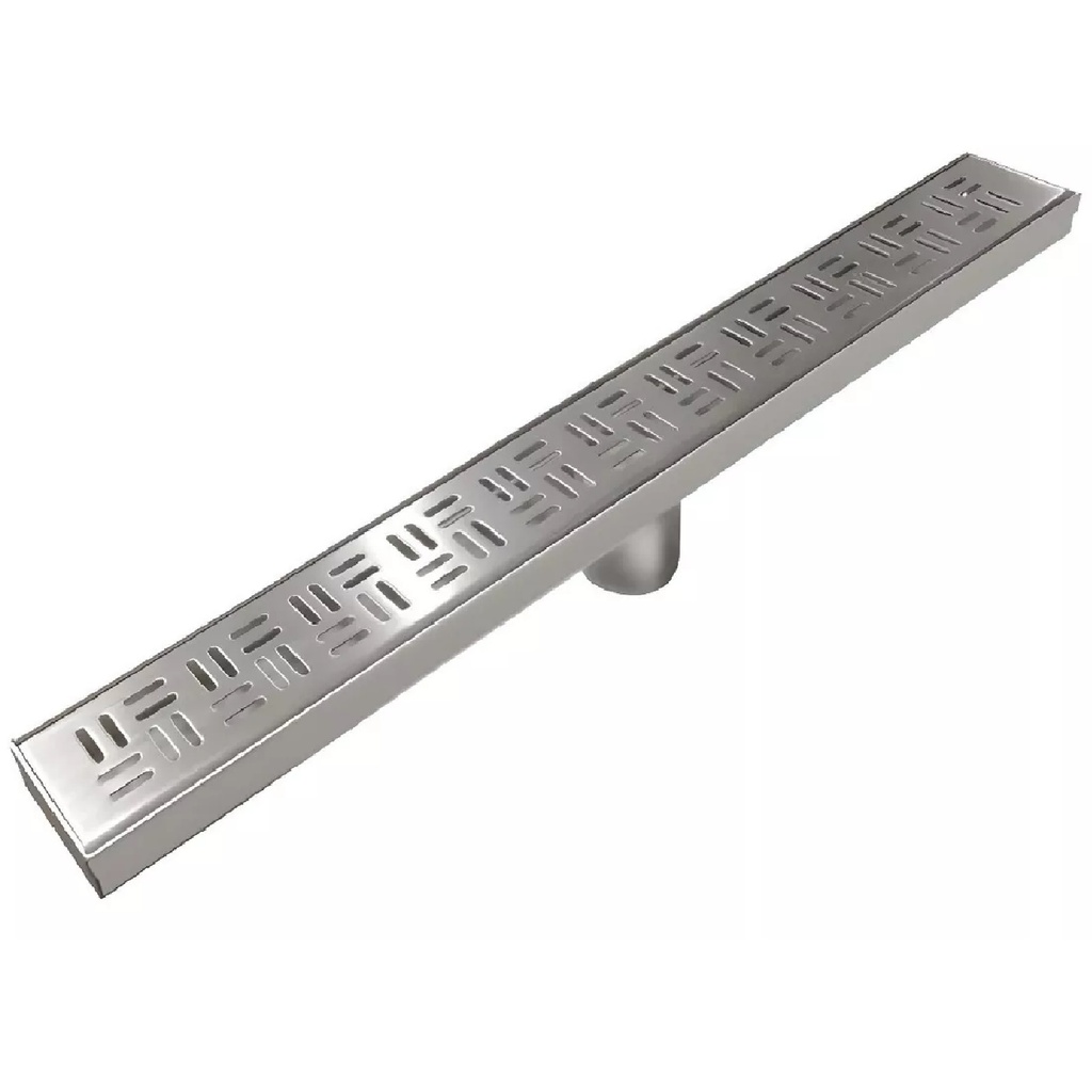REJILLA RECTANGULAR / DESAGUE LINEAL 24" X 3" ESTRIADA ACERO INOX COLOR SATINADO REF. REJ-501 UNIQUE
