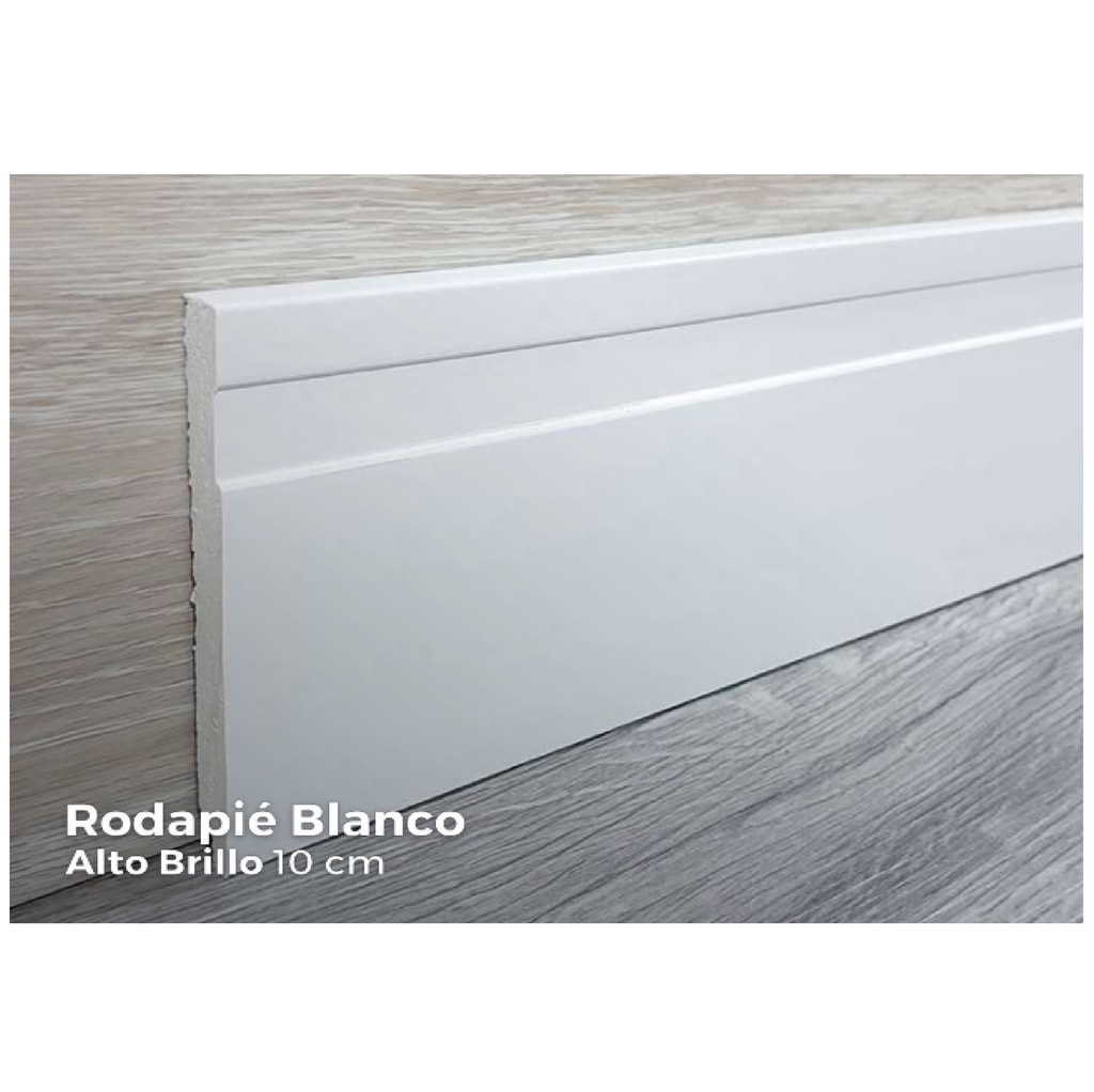 RODAPIE / ZOCALO P/ PISOS SPC CLICK BLANCO BRILLO 10 CM X 2,40 MTS ESP 10 MM REF JC834-A1001 EXTREME