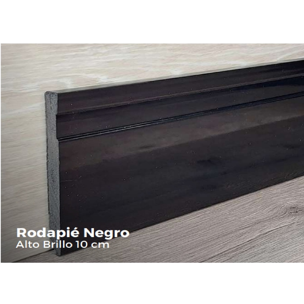 RODAPIE / ZOCALO P/ PISOS SPC CLICK NEGRO BRILLO 10 CM X 2,40 MTS ESP 10 MM REF. JC834-A1007 EXTREME