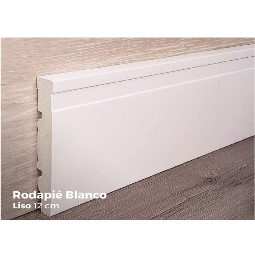 RODAPIE / ZOCALO PARA PISOS SPC CLICK BLANCO LISO 12 CM X 2,40 MTS ESP. 18 MM REF. JC355-W1 EXTREME