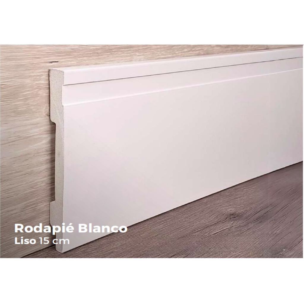 RODAPIE / ZOCALO PARA PISOS SPC CLICK BLANCO LISO 15 CM X 2,40 MTS ESP. 15 MM REF. JC134-W1 EXTREME