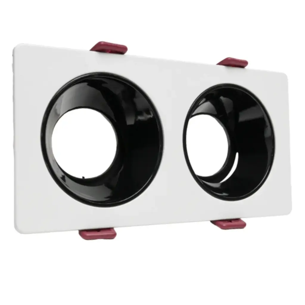 SPOT FIJO DOBLE 175 X 90 X 40MM PARA DICROICO GU10 COLOR BLANCO C/ NEGRO REF: LUM-975 MARCA LUMIND