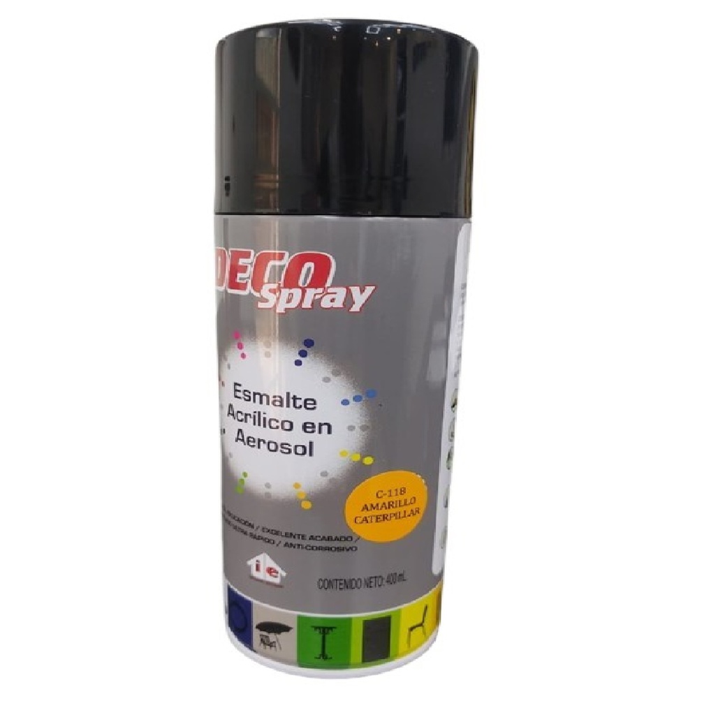 SPRAY AERESOL ESMALTE COLOR AMARILLO CATERPILLAR DE 400 ML DECO SPRAY REF 921184/ C-118 MARCA CERDEX