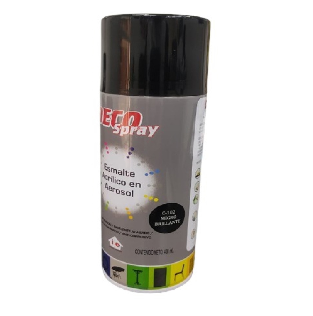 SPRAY AERESOL ESMALTE COLOR NEGRO BRILLANTE DE 400 ML DECO SPRAY REF 921023 / C-102 MARCA CERDEX