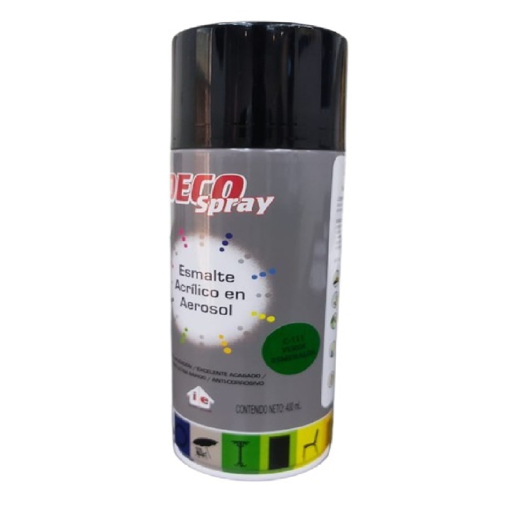 SPRAY AERESOL ESMALTE COLOR VERDE ESMERALDA DE 400 ML DECO SPRAY REF. 921115 / C-111 MARCA CERDEX