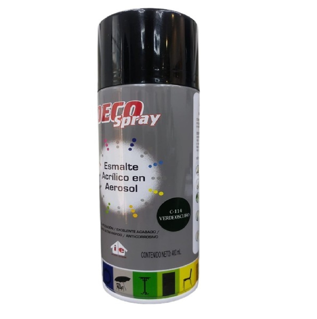 SPRAY AERESOL ESMALTE COLOR VERDE OSCURO DE 400 ML DECO SPRAY REF. 921146 / C-114 MARCA CERDEX