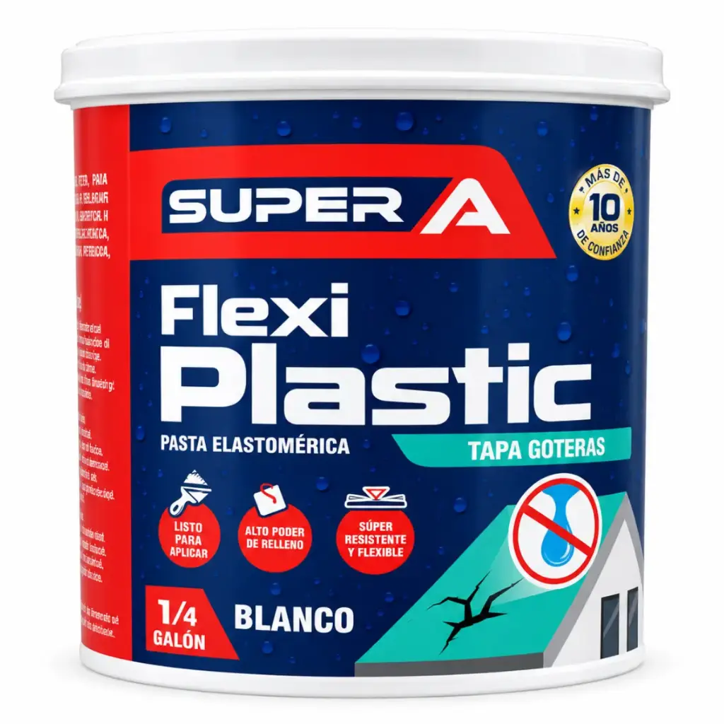 TAPA GOTERA / FLEXI PLASTIC /PASTA ELASTOMERICA DE 1/4 DE GALON COLOR BLANCO REF.01600101006006 MARCA SUPER A