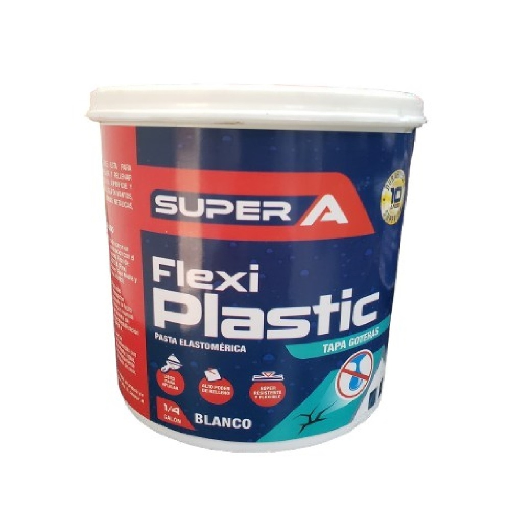 TAPA GOTERA / FLEXI PLASTIC/PASTA ELASTOMERICA DE 1/4 DE GALON BCO REF.01600101006006 MARCA SUPER A