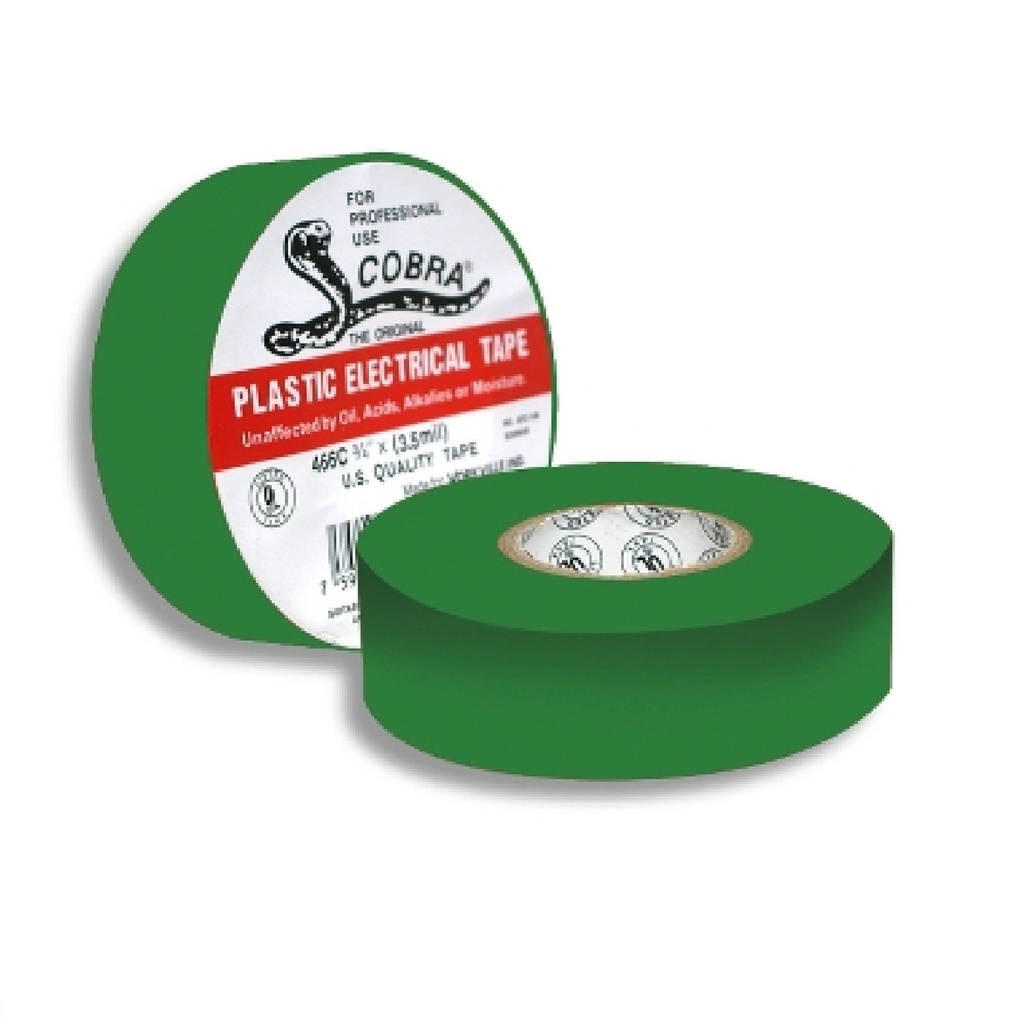 TAPE O CINTA ELECTRICA DE VINIL COLOR VERDE 3/4" X 18 MTS COBRA REF. TEI-07 MARCA FERMETAL
