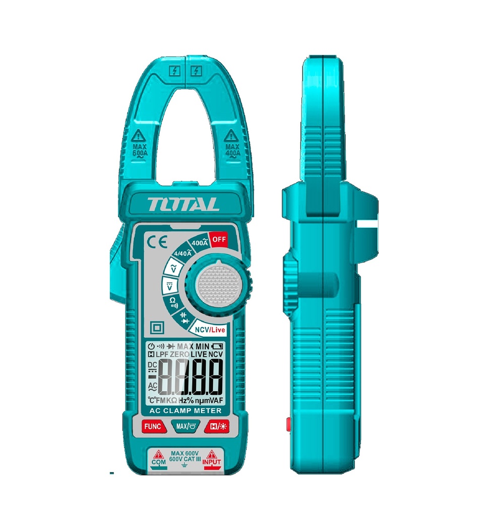 PINZA / MULTIMETRO AC 400 AMP. 600 V REF. TMT762001 MARCA TOTAL TOOLS