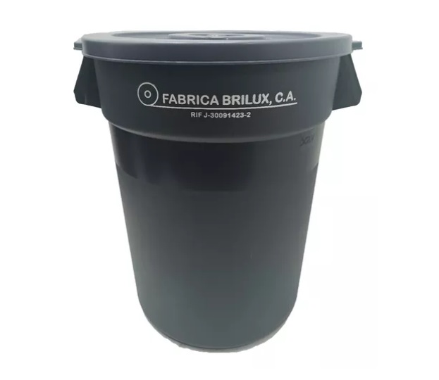 TOBO / PAPELERA CON TAPA DE 120 LTS PLASTICA COLOR GRIS OSCURO 68 X 53 CM REF. 141440 MARCA BRILUX