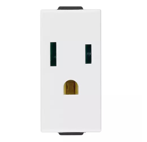 TOMA CORRIENTE SICURY (TACO) 2P + T 15 A 127V SERIE NEVE UP COLOR BLANCO REF. 09249 VIMAR