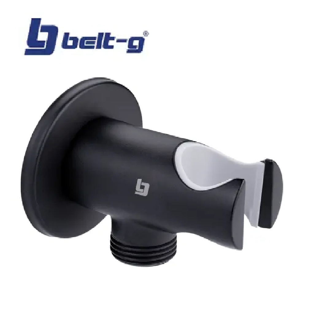 TOMA DE AGUA REDONDA CON SOPORTE / BASE PARA DUCHA TELEFONO BLACK REF GRI-1016 / 028675 MARCA BELT-G