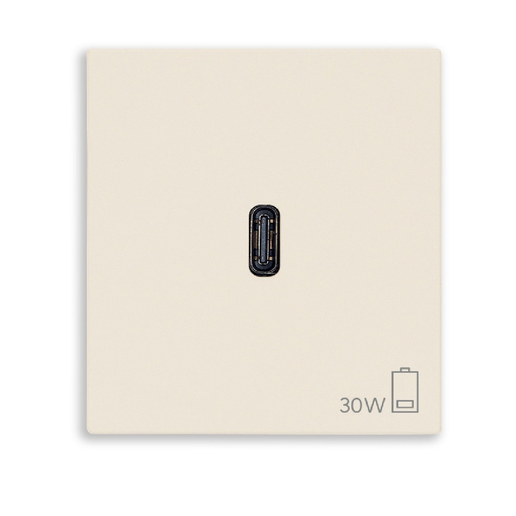 TOMA USB C SENCILLO ( TACO ) DE ALIMENTACION 30 W 2 MOD SERIE LINEA CAÑAMO REF.30298.C VIMAR