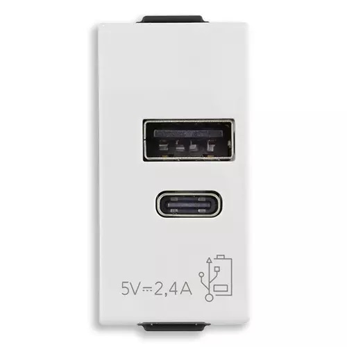 TOMA USB A + C ALIMENTACION 5 V 1.5 A 1 BLANCO SERIE NEVE REF. 09292.AC.15 MARCA VIMAR