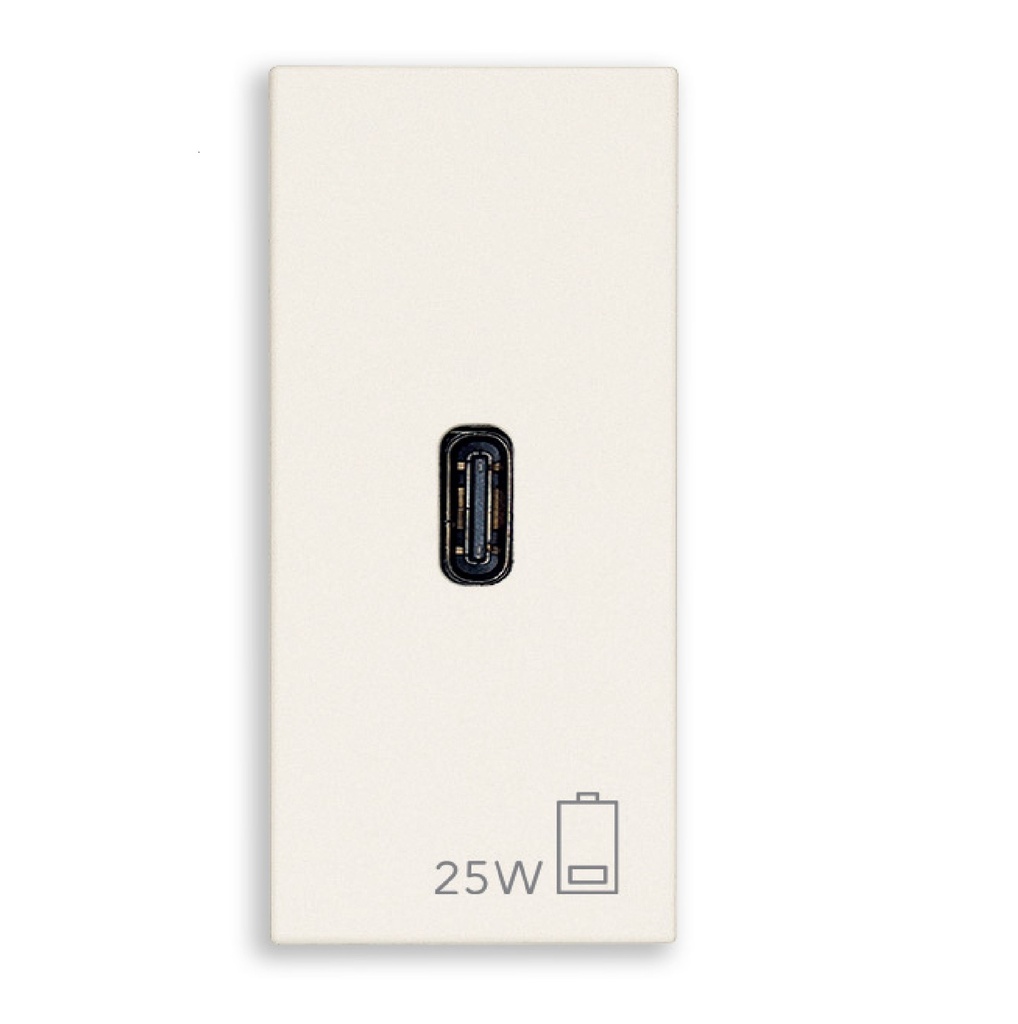 TOMA USB TIPO C 1 PUERTO DE ALIMENTACION 25W 1 MOD BLANCO SERIE LINEA REF 30292.C25B MARCA VIMAR