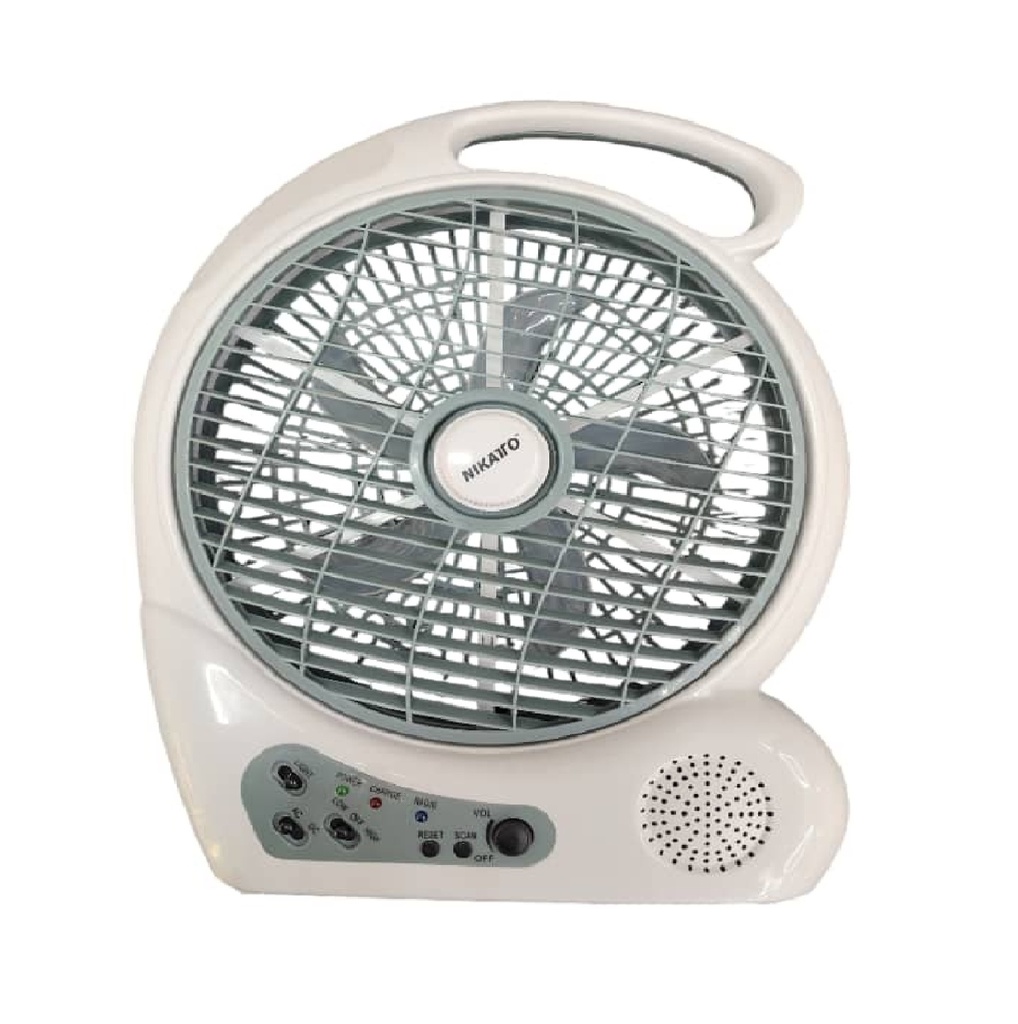 VENTILADOR RECARGABLE 10" 6V 4.5 AH 2 VELOCIDADES 110 V REF. NIK-FA8210 / 168266 MARCA NIKATTO