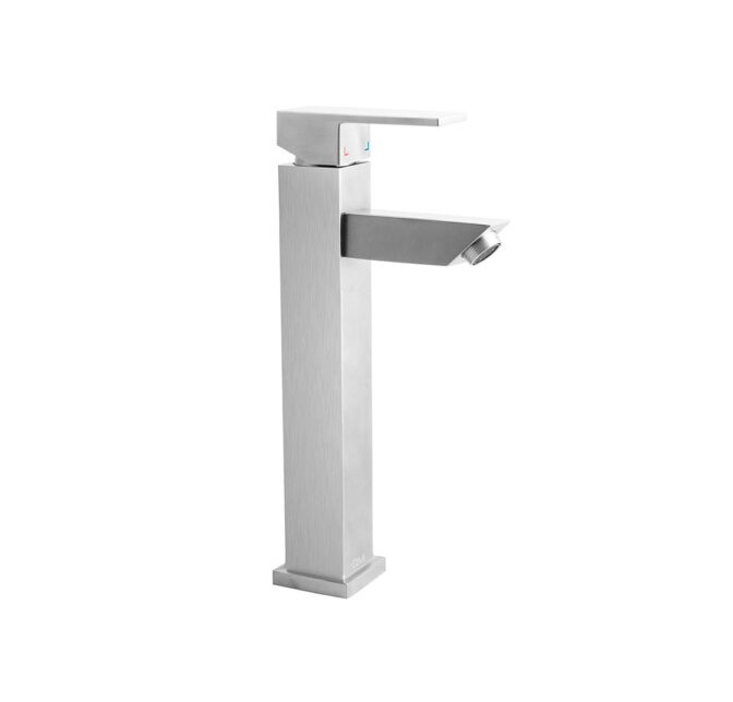 GRIFERIA PARA LAVAMANOS SERIE KAI 30 CM COLOR SATIN REF. QM-14.700.2003 MARCA QUALITY METAL