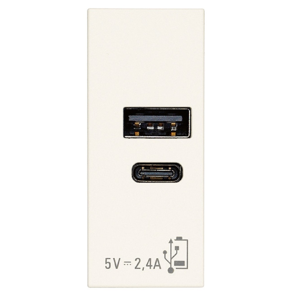 TOMA USB A+C (TACO) DE ALIMENTACION 15W 5V 2.4A 1 MOD BLANCO SERIE LINEA REF.30292.AC.15.B MARCA VIMAR