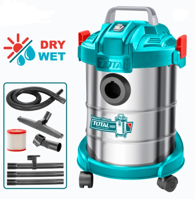 ASPIRADORA INDUSTRIAL HUMEDO - SECO 12 LTS 800W 110-120 V REF. UTVC14122 MARCA TOTAL TOOLS