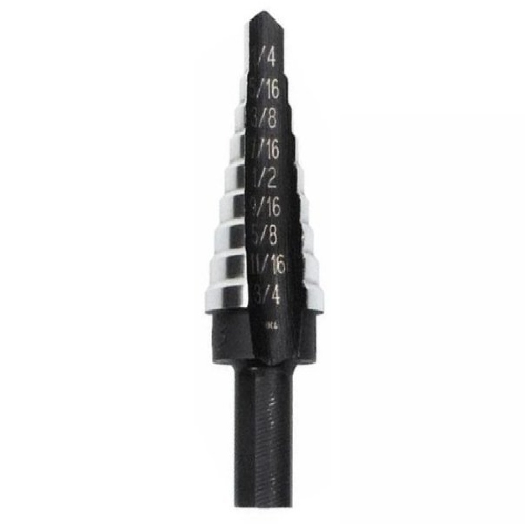 BROCA ESCALONADA DE ACERO HSS 9 AGUJERO 1/4" A 3/4" REF. 10233 / 21104 / 101033 MARCA IRWIN UNIBIT