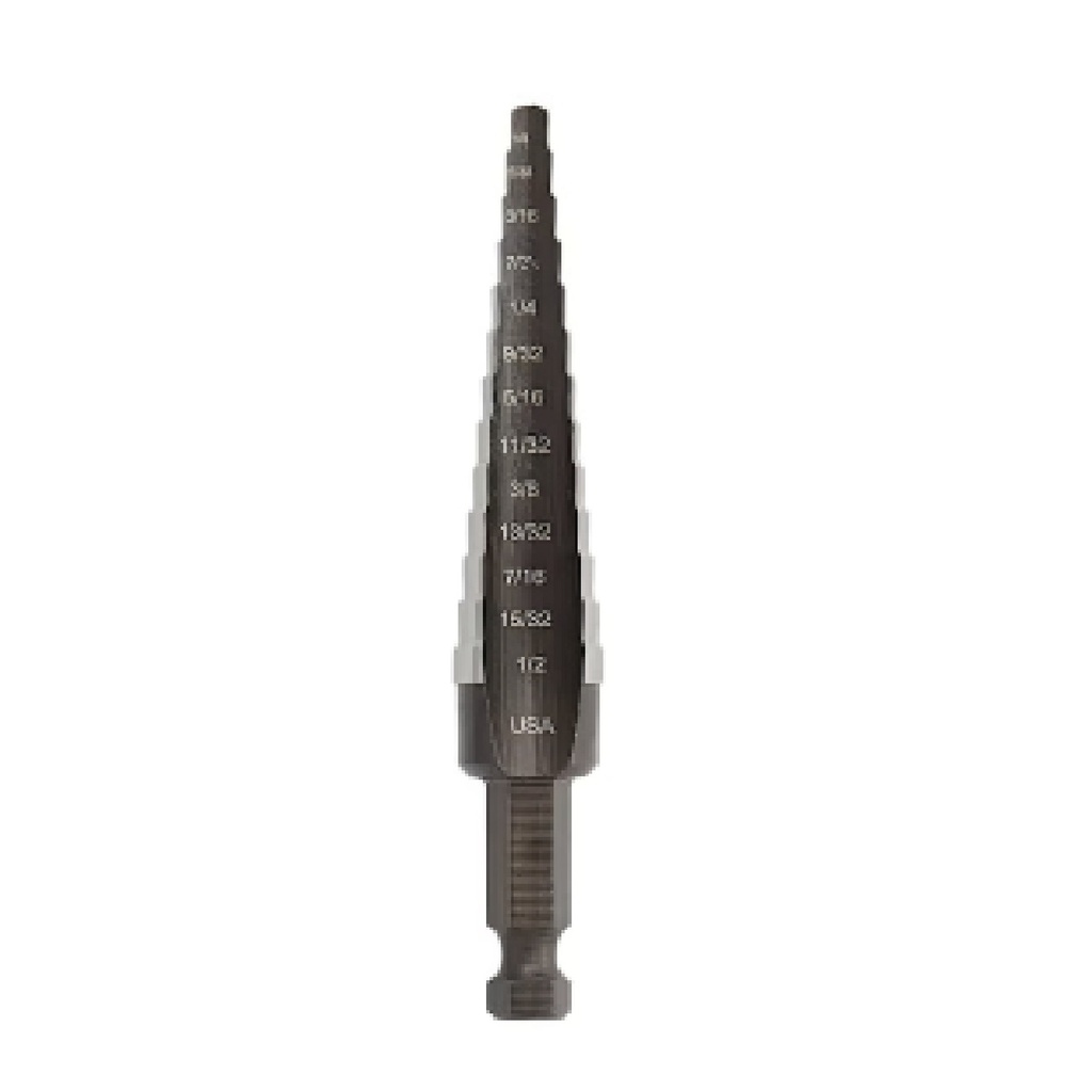 BROCA ESCALONADA DE ACERO HSS 12 AGUJERO 3/16" A 7/8" REF. 10234 / 21105 / 101040 MARCA IRWIN UNIBIT