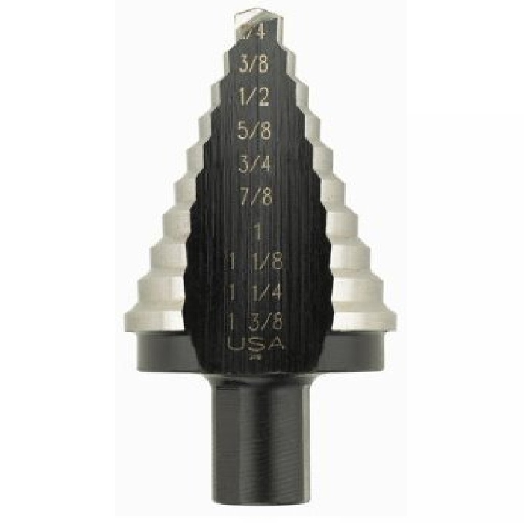 BROCA ESCALONADA DE ACERO HSS 10 AGUJERO 1/4" A 1 3/8" REF 10235 / 21106 / 101057 MARCA IRWIN UNIBIT