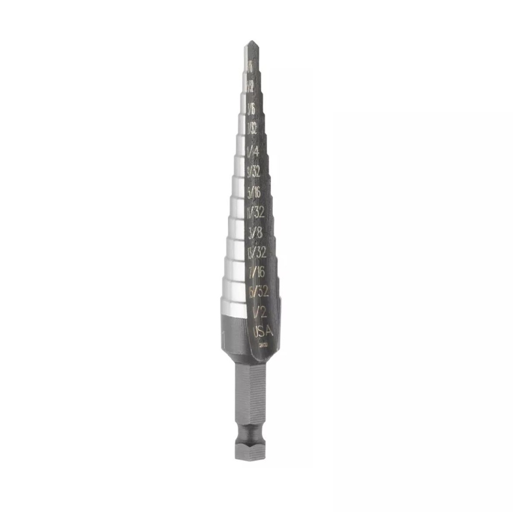 BROCA ESCALONADA DE ACERO HSS 13 AGUJERO 1/8" A 1/2" REF 10231SM / 21103 / 101019 MARCA IRWIN UNIBIT