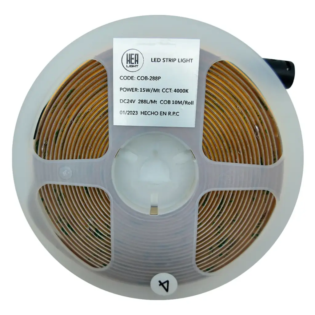 CINTA LED COB 15W/M 1300LM/M 10 MTS 24VDC 4000K IP20 SIN TRANSFORMADOR REF.006350 MARCA HEA LIGHT