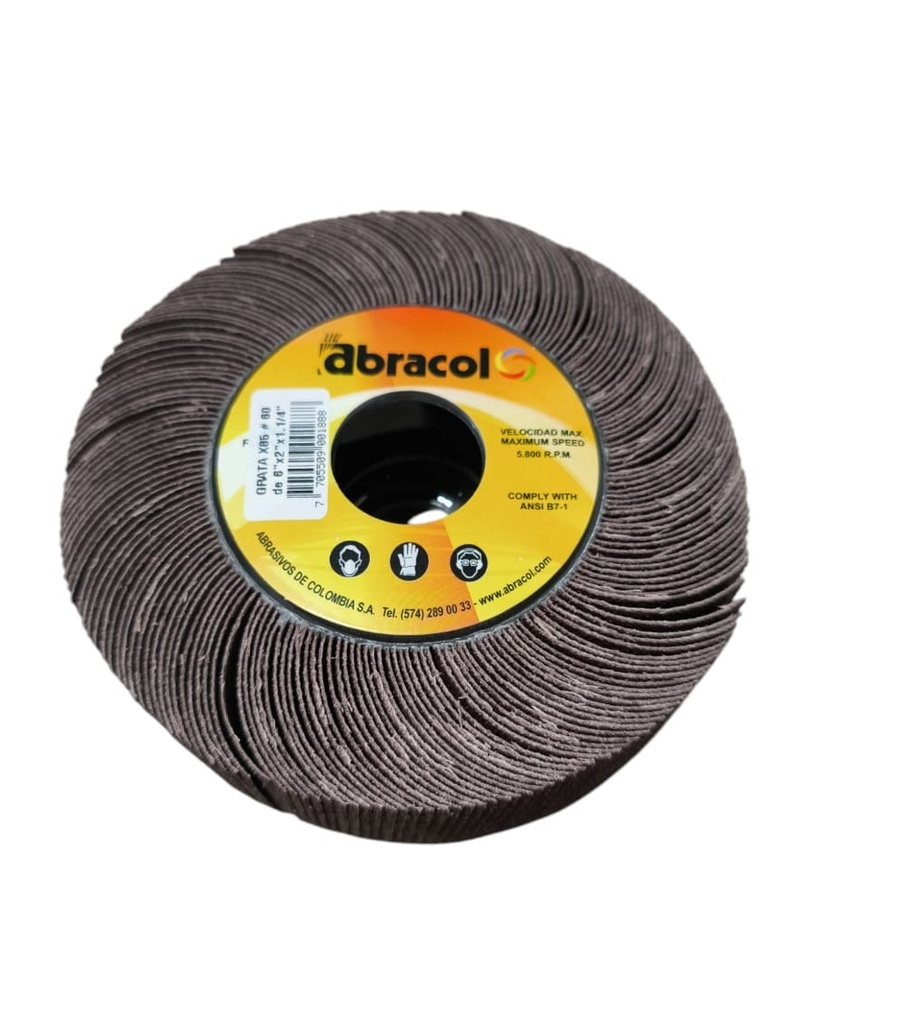 DISCO DE LIJA / GRATA X 85 DE 6" X 2" X 1 1/4" GRANO 80 REF. 001901 MARCA ABRACOL
