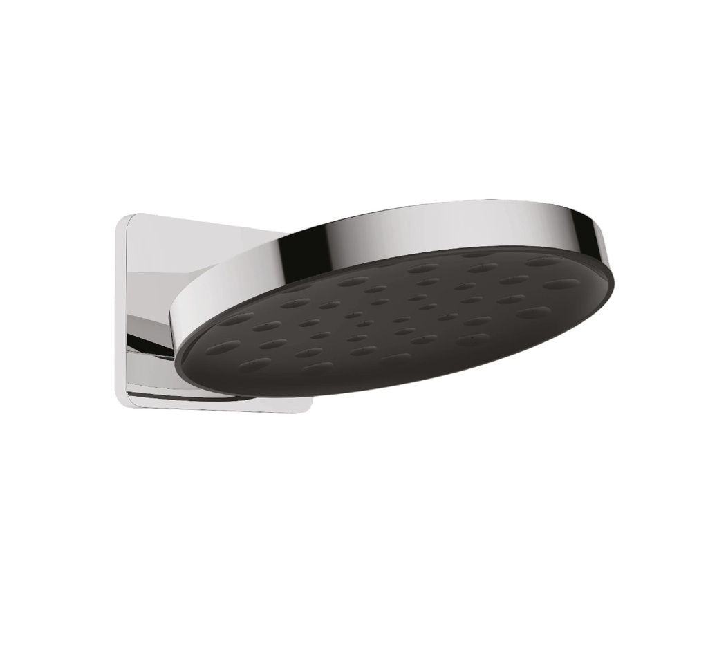 DUCHA / REGADERA DE PARED CROMO + NEGRO ABS ANTICALC. REDONDA DE 12" C/BRAZO 6" REF. BM-R8L1201CP BM