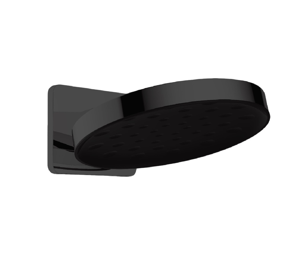 DUCHA / REGADERA DE PARED NEGRA ABS ANTICALCAREO REDONDA DE 12" C/BRAZO DE 6" REF. BM-R8L1201BK BM