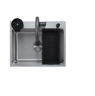 FREGADERO 1 TINA ACERO INOX TOPE / EMPOTRAR 61 CM C/ GRIFERIA SAT + ACCES. REF. NOVA-SS GASCO
