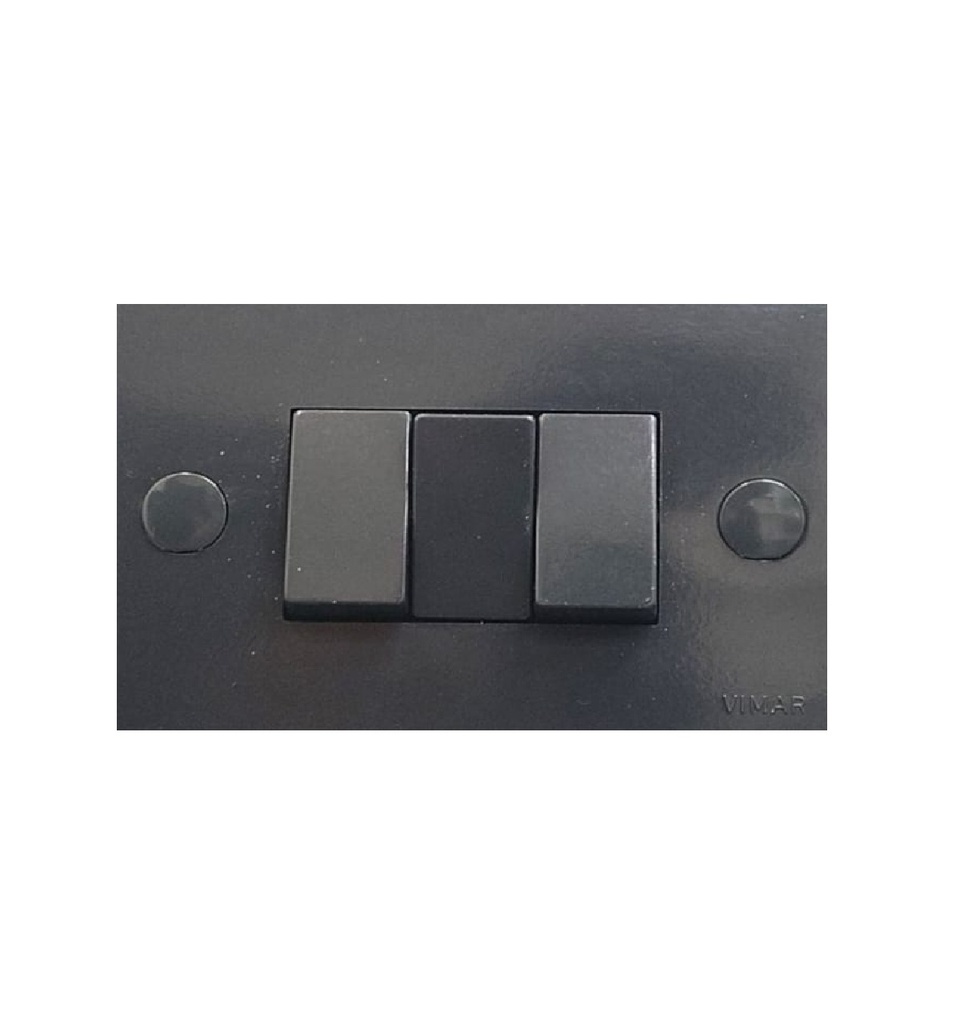 INTERRUPTOR TRIPLE 1P 10 AX 120-250V REF-06080.G SERIE BLOCK COLOR GRIS ANTRACITA MARCA VIMAR