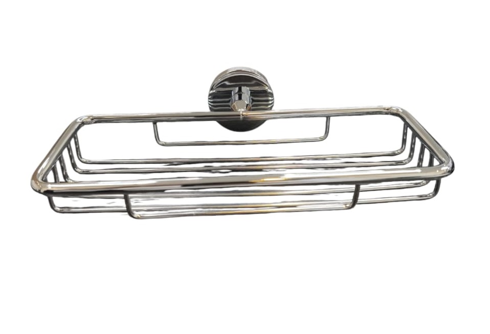 JABONERA Y PORTA ESPONJA RECTANGULAR METAL CROMADO SERIE HOTEL 9" X 3 1/2" REF. 37JAB051 MARCA FP